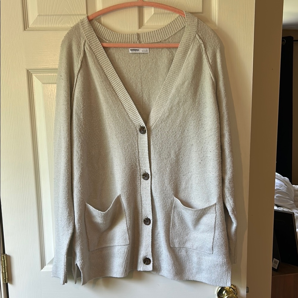 Sonoma Cream Cardigan V-Neck Soft Knit